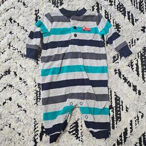 Carter's Baby Boy Striped Long Sleeve Fleece Sleeper with Firetruck 3M